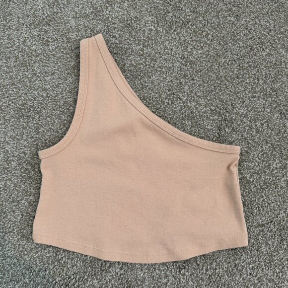 Zara One Shoulder Strap Rounded Cropped Tank Stretch Top Casual Size Medium - Picture 1 of 5